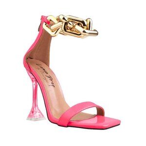 " CHAINED BLISS " Neon Pink Gold Chained Sandal ( BRAND NEW !!!!!!!!!!!!!!!!!!!
